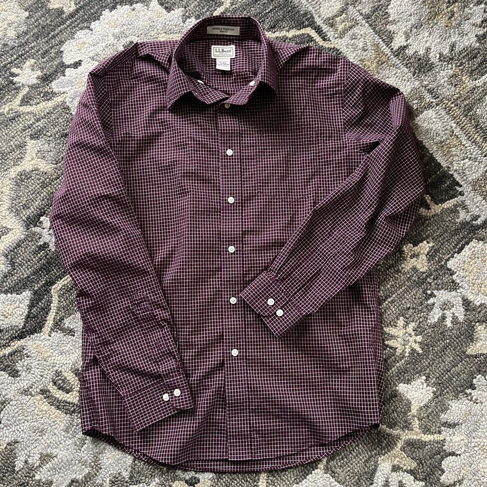 L.L. Bean windowpane button down shirt